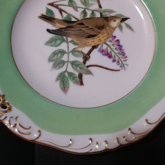 🎯.🎯 Vtg.Warbler Bird Twig Plate Hand Painted Yellow-Brown Mid Century - Picture 6 of 8